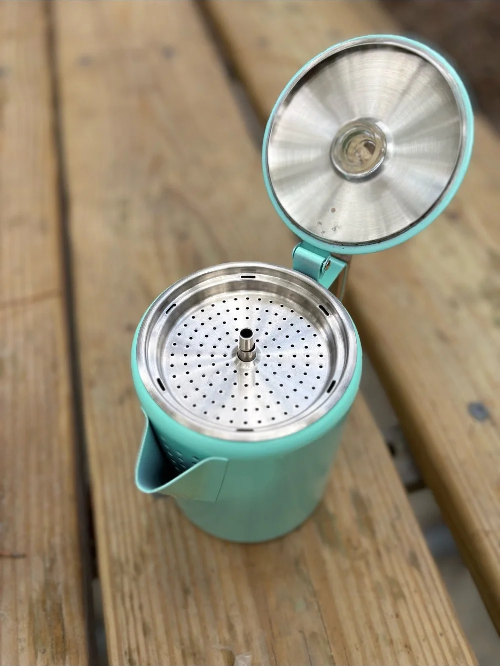 COLETTI Bozeman Camping Coffee Percolator in a seafoam green new